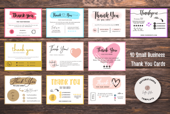 Download 10 Small Business Thank You Cards Bundle - Thank you cards Collection