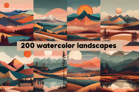 Download 200 Watercolor Landscapes - 200 Collection
