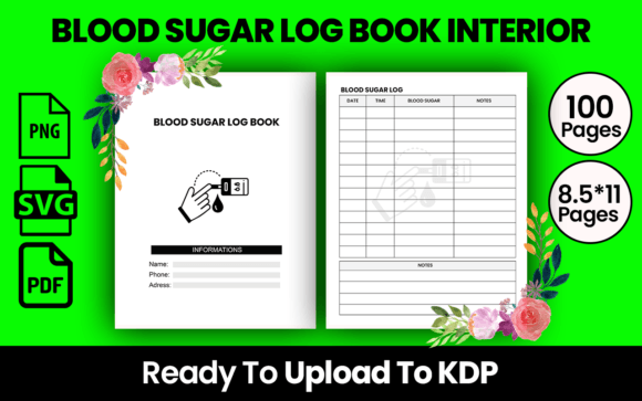 Download BLOOD SUGAR LOG BOOK KDP INTERIOR - Blood sugar log book Collection