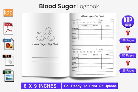 Download Blood Sugar Log Book | KDP Interior - Blood sugar log book Collection