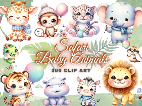 Download 200 Cute Baby Safari Animals Clipart PNG - 200 Collection