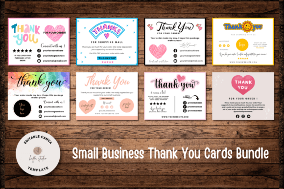 Download 8 Small Business Thank You Cards Bundle - Thank you cards Collection