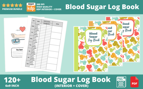 Download Dino Cute Blood Sugar Log Book - Blood sugar log book Collection